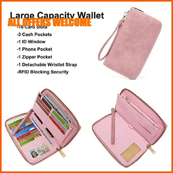Large Vegan Leather Backpack Purse Set with Wallet, 8 Pockets, Convertible
